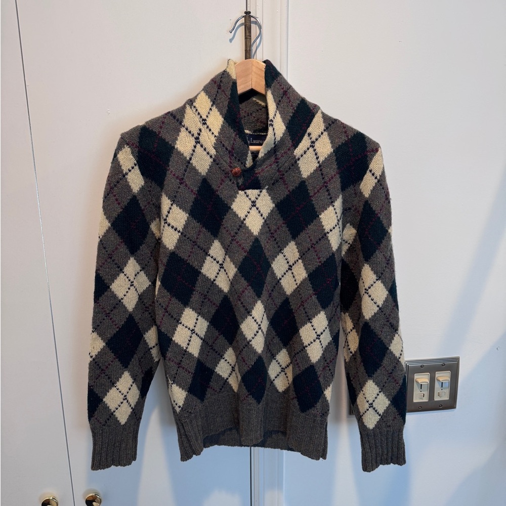 Ralph Lauren Vintage Women’s Checkered Wool‎ Sweater Size Small